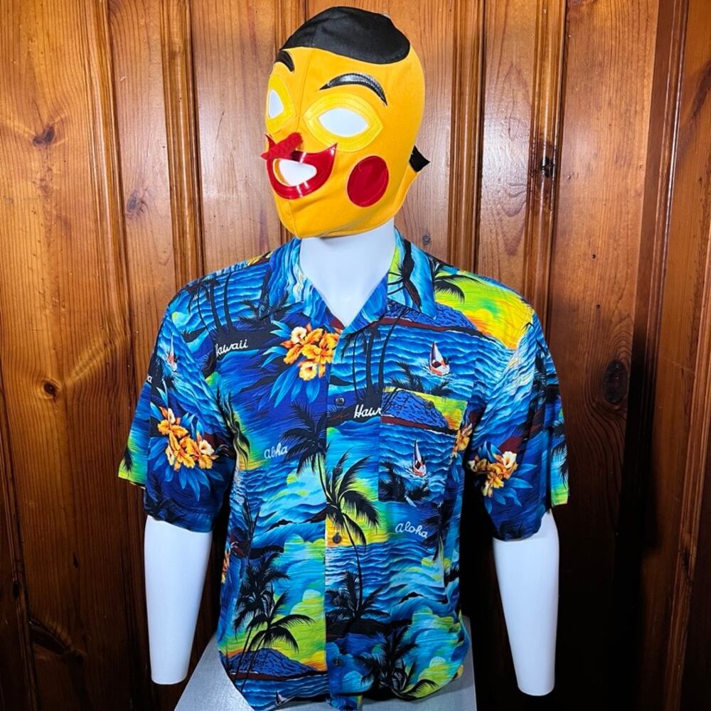 Aloha Gear M Tropical Hawaiian Shirt Blue Beach Camp
